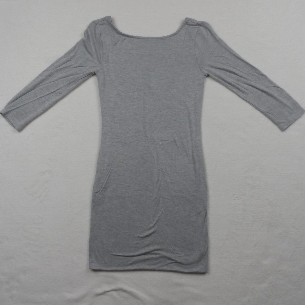 Leith Bodycon Dress Mini Low Back 3/4 Sleeve Gray